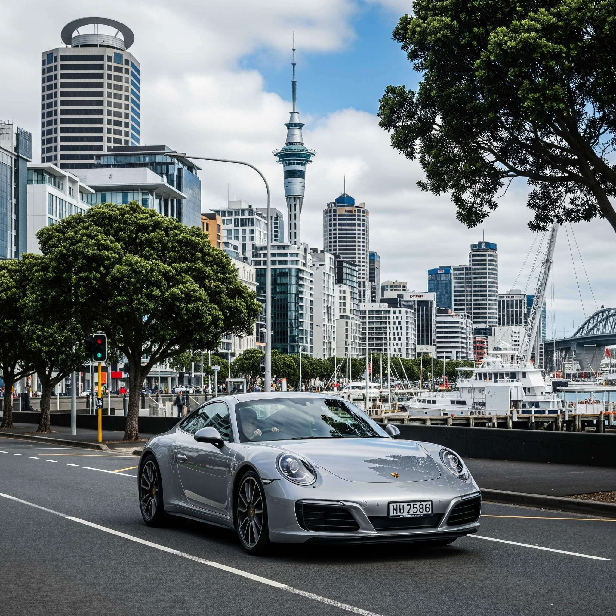 driving porsche in Auckland city